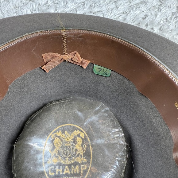 Vintage Champ Hat Fedora Fitted Mens 7 1/4 Gray Featherweight Bound Edge 80s - Picture 12 of 15